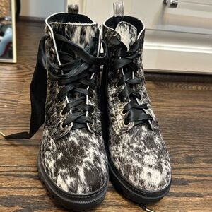 Cowhide Brindle Combat Boots